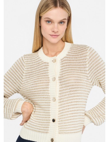 UF5281 MAGLIA DONNA LIU JO MAGLIONCINO APERTO LUREX CARDIGAN A RIGHE WOMAN