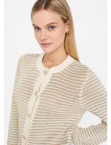 UF5281 MAGLIA DONNA LIU JO MAGLIONCINO APERTO LUREX CARDIGAN A RIGHE WOMAN