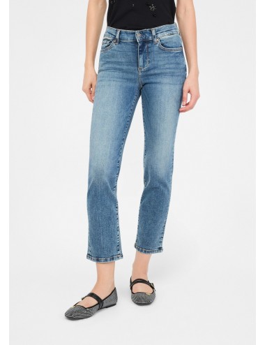 UF5066 JEANS SLIM LIU JO BETTER PANTALONE DENIM PANTALONI WOMAN CROPPED STRASS