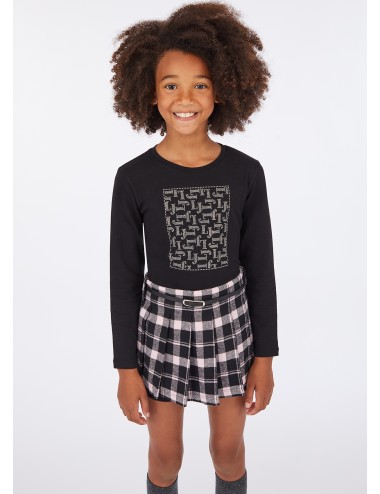 GF5035 S9149 T SHIRT LIU JO BAMBINA MANICA LUNGA CON STRASS MAGLIA MAGLIETTA KID