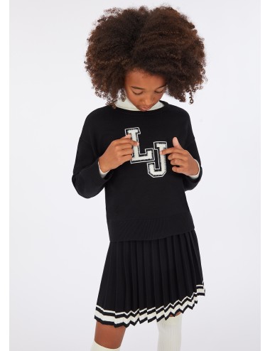 GF5065 22222 MAGLIA LIU JO BETTER BAMBINA MAGLIONCINO NERO LOGO SHIRT BABY KIDS