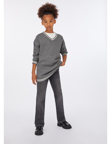 GF5122 PANTALONE LIU JO STRAIGHT VITA ALTA BAMBINA PANTALONI DENIM NERO KIDS