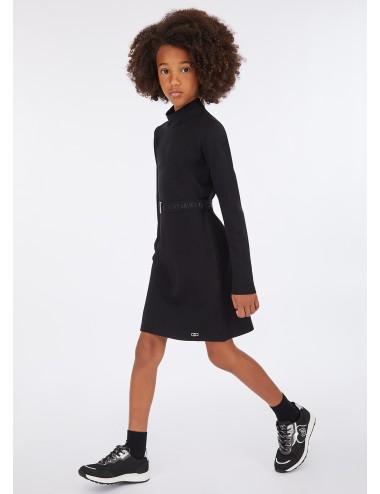 GF5134 ABITO LIU JO KIDS BAMBINA VESTITO VESTITINO CON CINTURA E COLLO ALTO NERO
