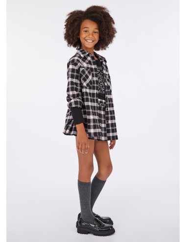 GF5138 GONNA IN COTONE CHECK ROSA LIU JO BAMBINA GONNELLINA A QUADRI KIDS JUNIOR