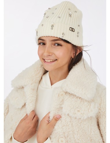 GF5189 71322 CAPPELLO LIU JO BAMBINA BERRETTO BEANIE STRASS E PERLE GIRL KIDS