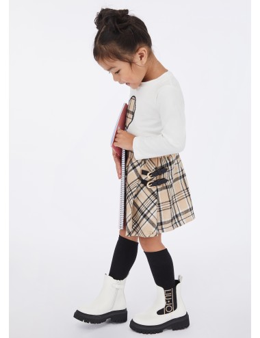 KF5016 COMPLETO LIU JO KIDS COMPLETINO BAMBINA GONNA E T SHIRT A QUADRETTI BIMBA