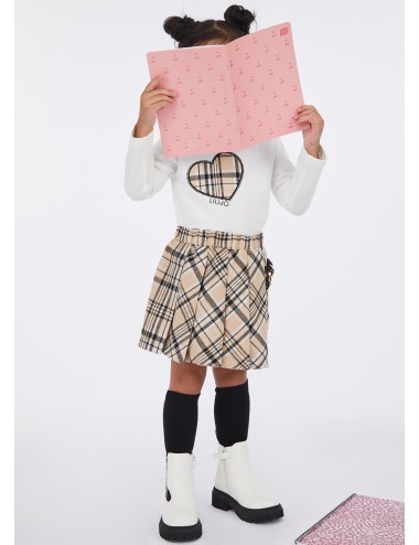 KF5016 COMPLETO LIU JO KIDS COMPLETINO BAMBINA GONNA E T SHIRT A QUADRETTI BIMBA