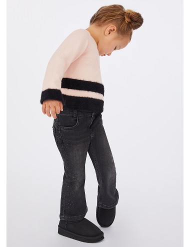 KF5035 PANTALONE DENIM NERO LIU JO BAMBINA JEANS STRASS PANTALONI BAMBINA GIRL