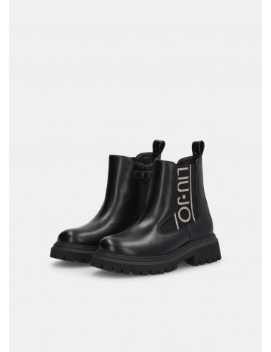 4F5013 SCARPE LIU JO BAMBINA STIVALETTI MAXI LOGO SCARPONCINO GIRL SCARPA NERO