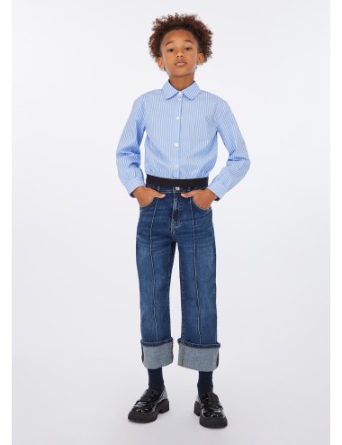 GF5127 JEANS STRAIGHT CON RISVOLTO LIU JO BAMBINA PANTALONE DENIM PANTALONI KIDS