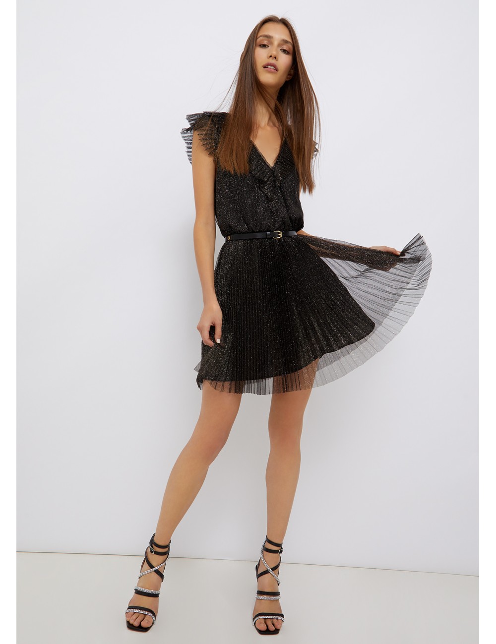 WA2325 T9394 ABITO DONNA LIU JO VESTITO IN TULLE GLITTERATO ABITINO