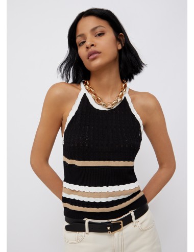 WA2460 TOP IN CROCHET LIU JO DONNA CANOTTA MAGLIA MAGLIETTA T SHIRT